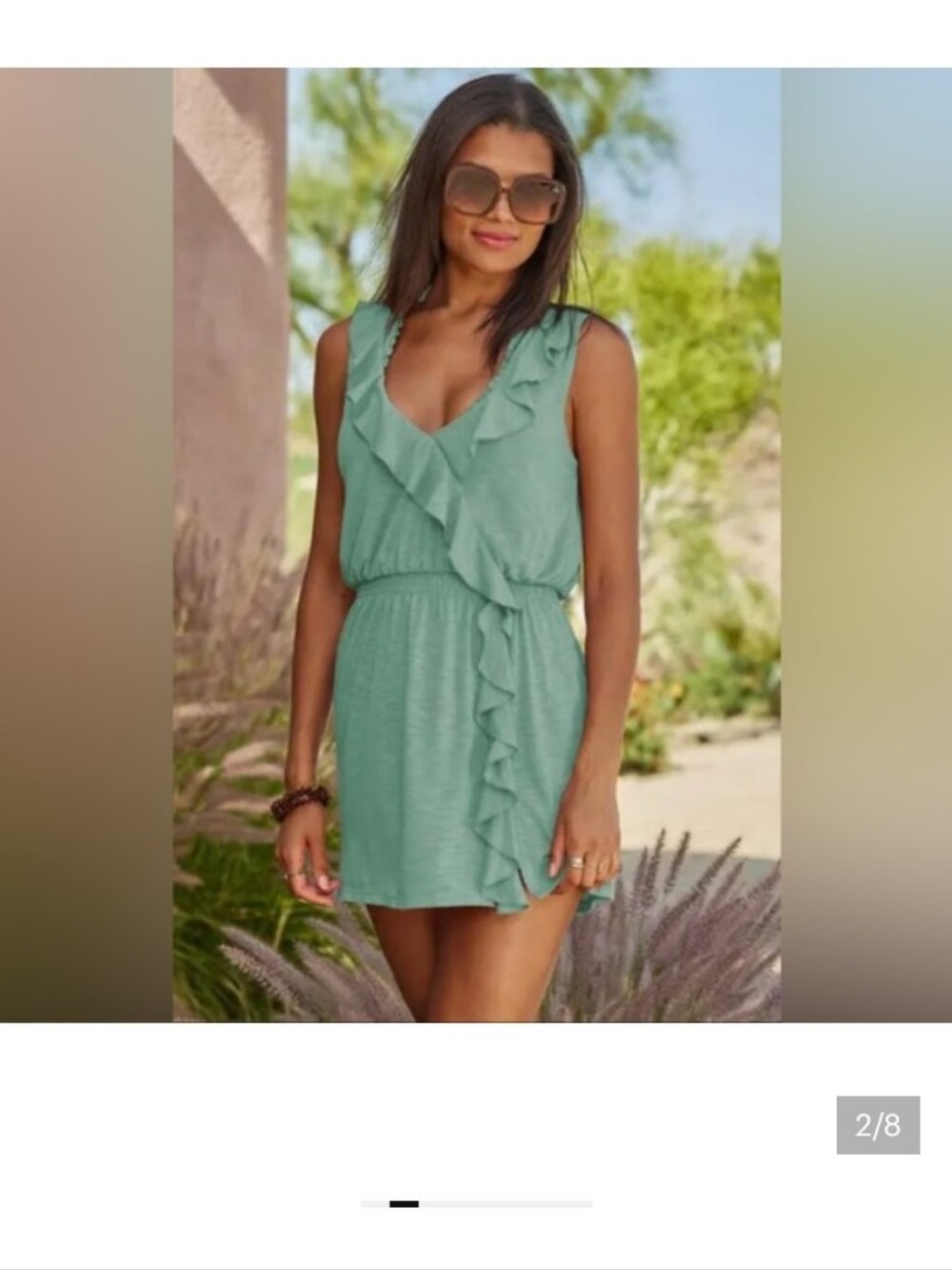 Becca Ruffle V-Neck Mini Dress - Mint Green. Worn Once. Offers Welcomed!